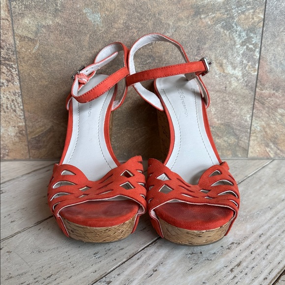 BCBGeneration Red Cutout Wedge Sandals - Picture 7 of 16